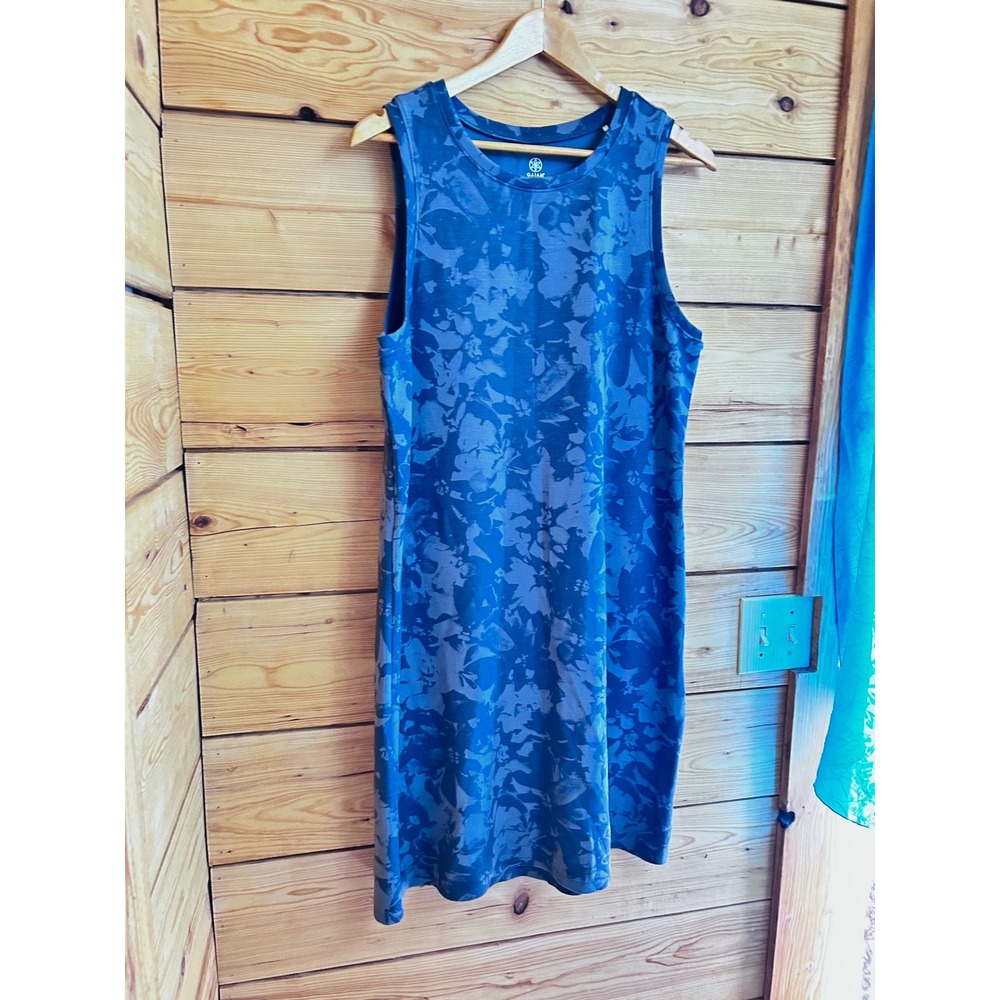 Gaiam Blue Floral Sleeveless Shift Dress Womens XL Athletic Casual Yoga Dress - Picture 3 of 5